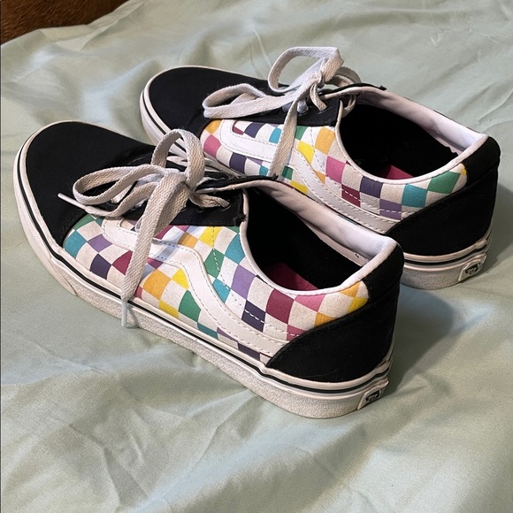Vans Shoes - Vans Women’s Colorful Checkered Rainbow Lace-Up Sneakers Size 8.5